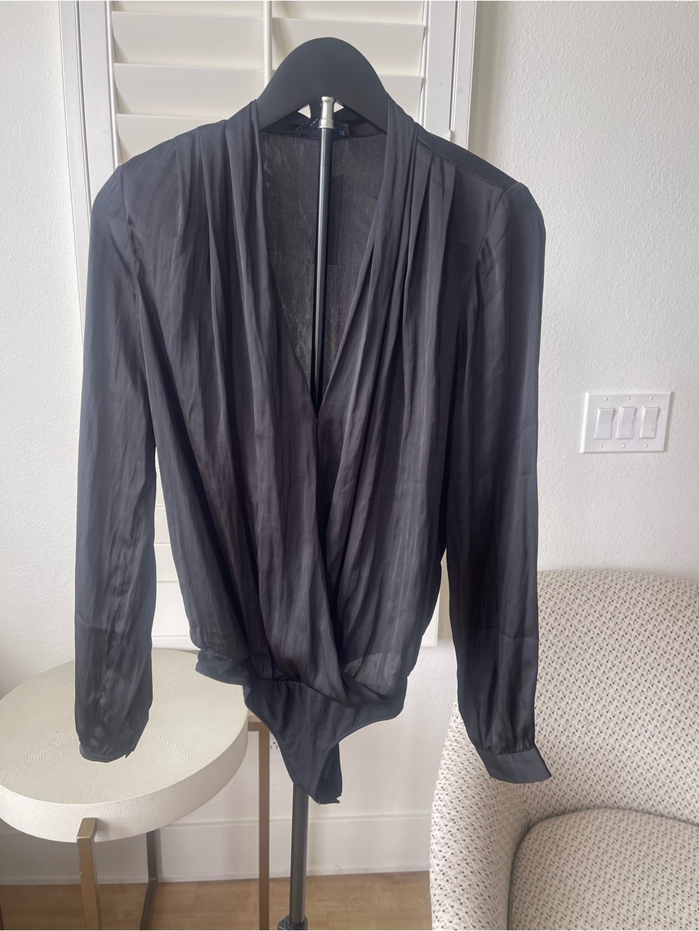 NWT PAIGE Sevilla Black Long Sleeve Bodysuit size X-small